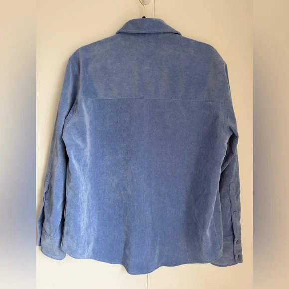 Zara light blue fine wale corduroy oversized button-up shirt - Picture 2 of 8